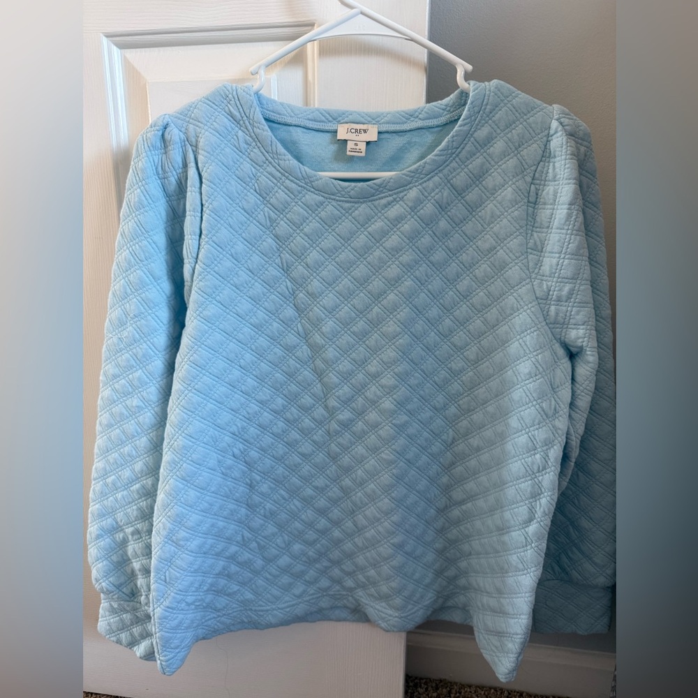 J. Crew Sky Blue Quilted Pullover